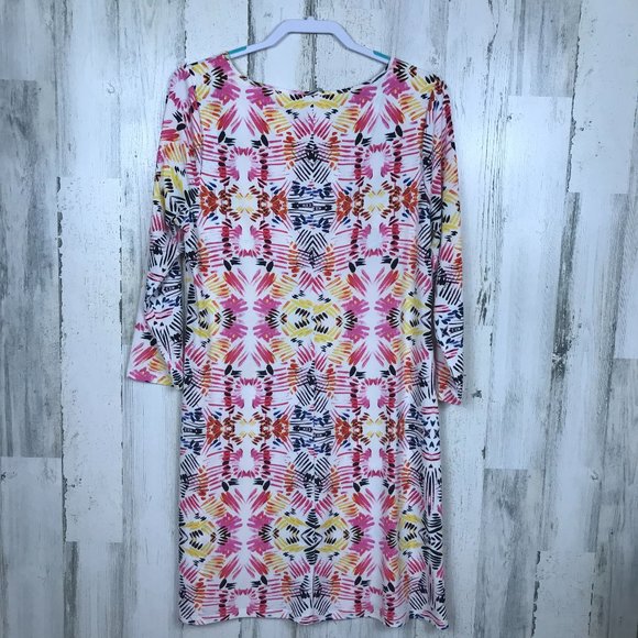 Ivanka Trump jersey knit dress print colorful boho - Picture 6 of 7